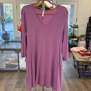 Emerald Mauve V-Neck Tunic Dress
